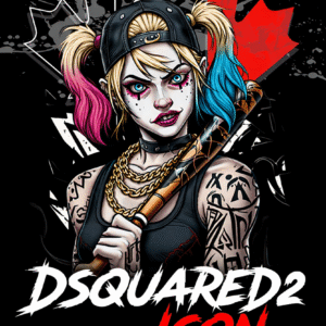 Camiseta personalizada Harley Quinn X Dsquared2 ICON de Diseños IA