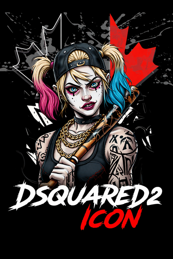Camiseta personalizada Harley Quinn X Dsquared2 ICON de Diseños IA