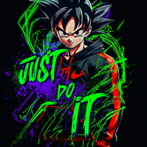 Camiseta personalizada Goku Neón Verde – Just Do It de Diseños IA