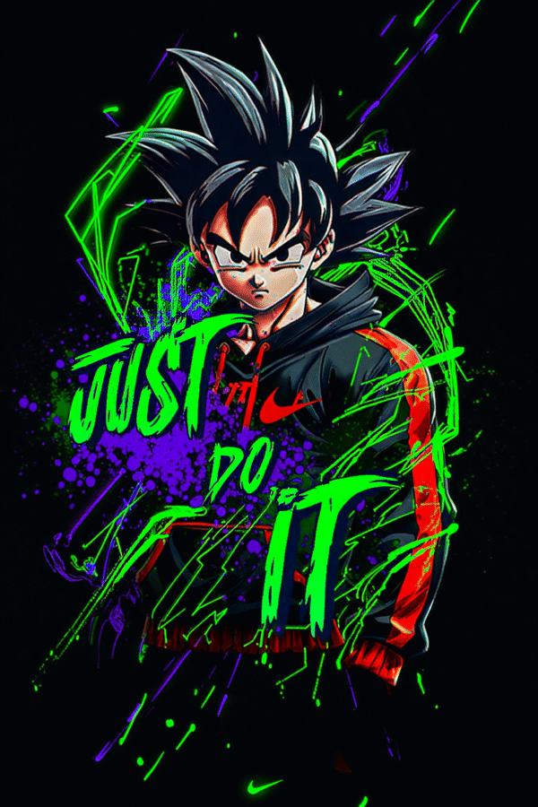 Camiseta personalizada Goku Neón Verde – Just Do It de Diseños IA