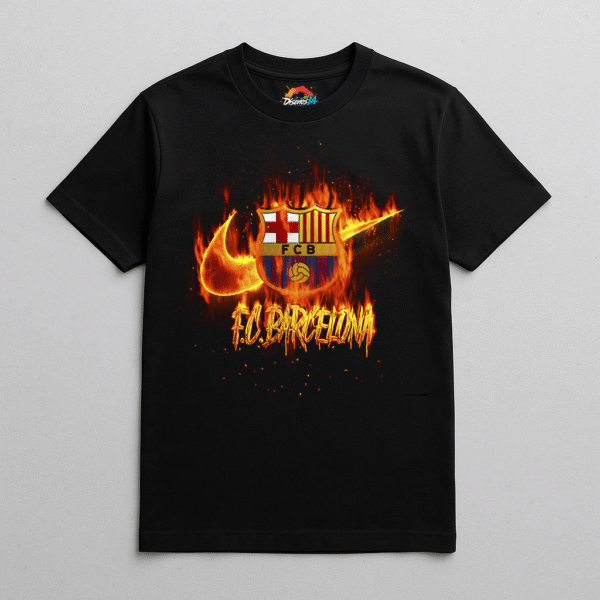 Camiseta personalizada F.C. Barcelona – Edición Fire Power de Diseños IA