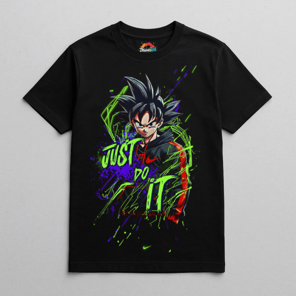 Camiseta personalizada Goku Neón Verde – Just Do It de Diseños IA